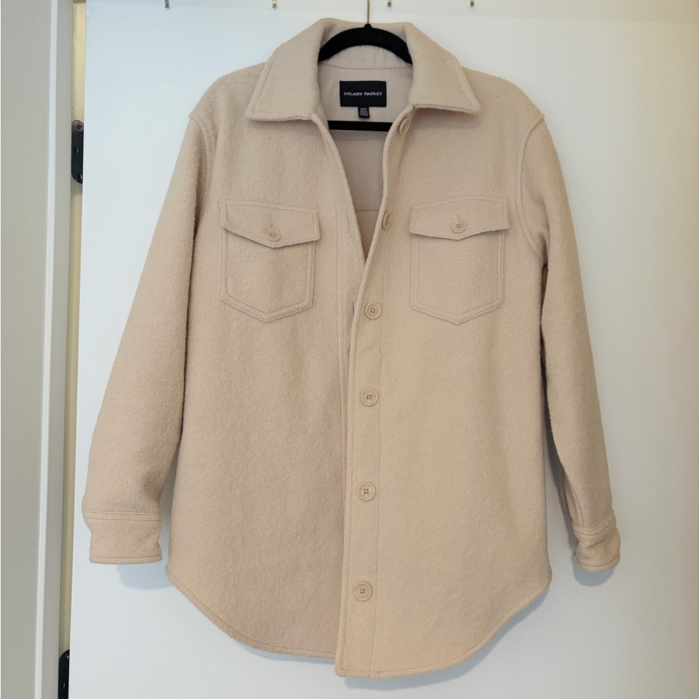 Hilary Radley Oversized Fleece Shacket Cream, Size Small